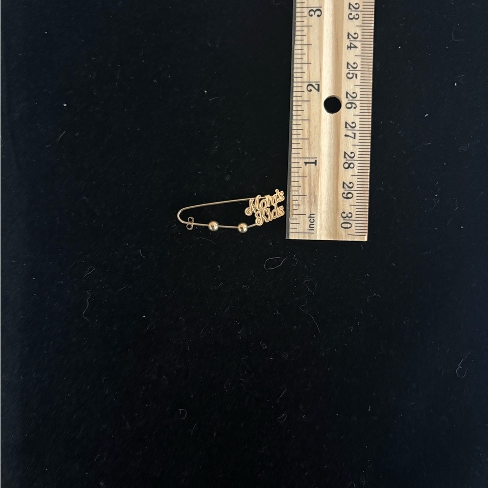 10K Gold Mom's Kids Vintage Beaded Safety Pin Brooch with Two Spacers - Picture 4 of 4